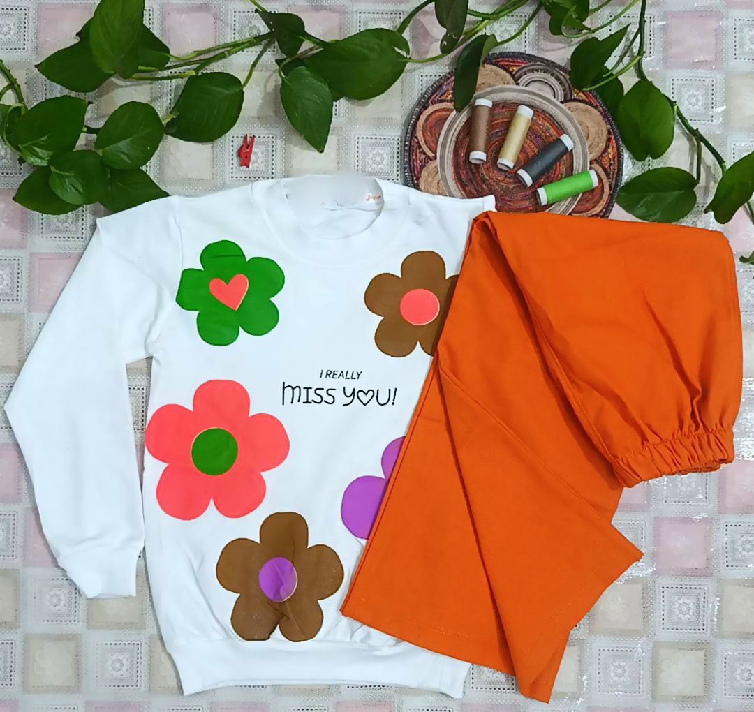 ست دخترانه طرح گل بزرگ