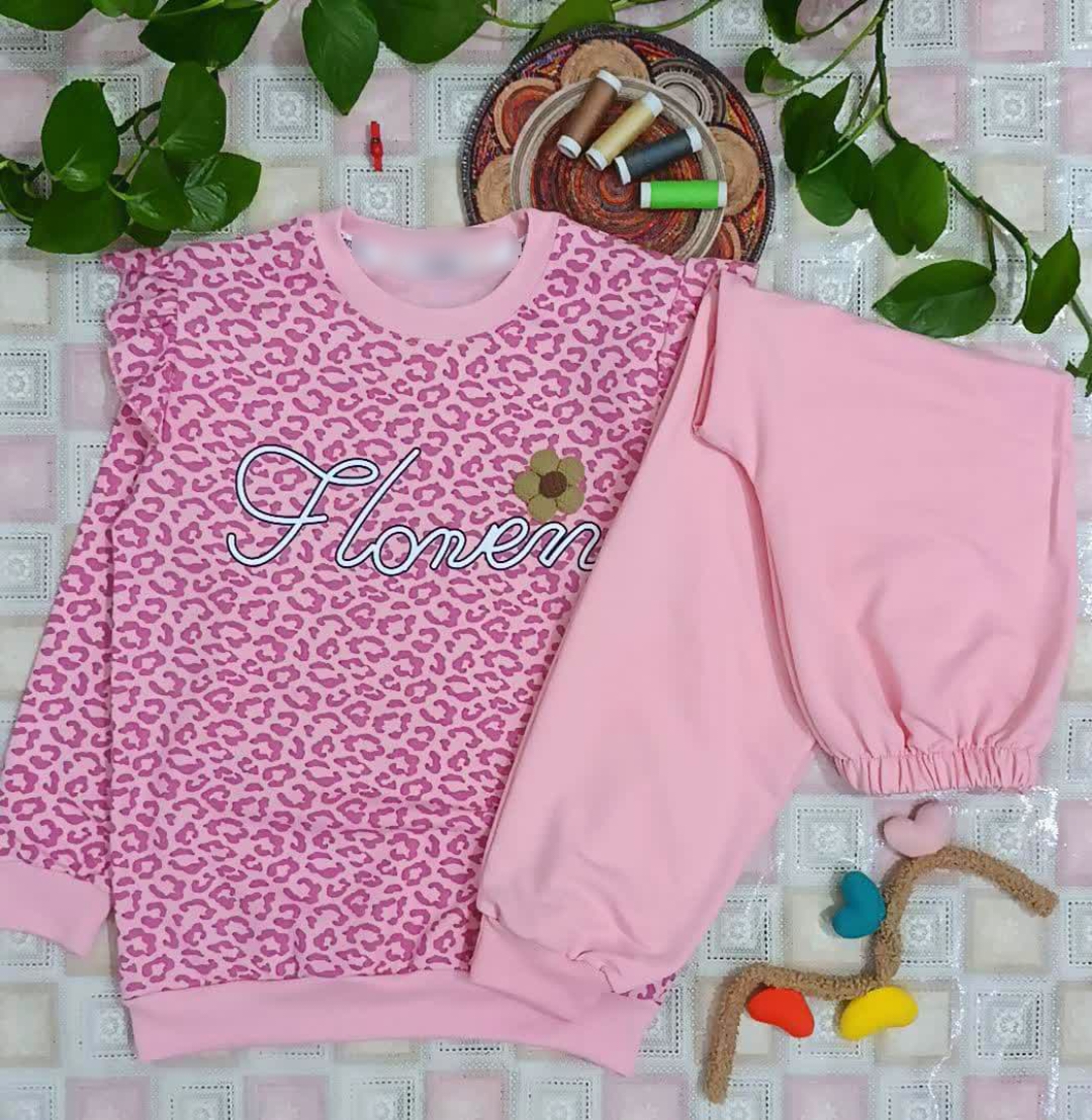 ست دخترانه طرح پلنگی پارچه دورس